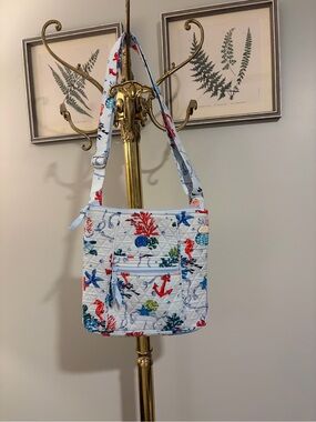 Vera Bradley Baby Blue Sea Quilted Crossbody Nautical Print New